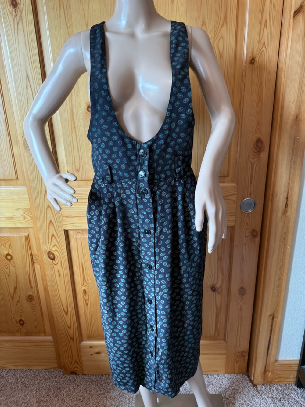 Vintage 90s SL Fashions Jumper Dress Size S Grunge Retro Black Green
